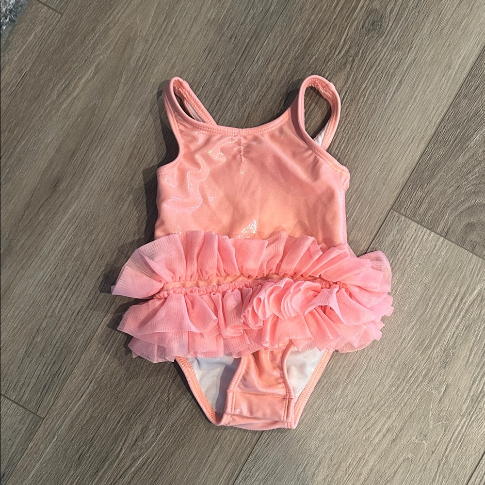 NWOT Cat & Jack Pink Shimmery Ruffled Swimsuit